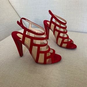 Christian Louboutin Red Suede Caged Gladiator Heels Size 40